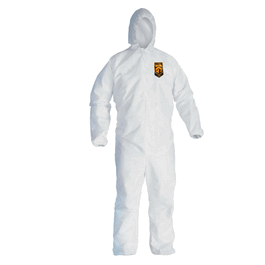 kleenguard a40 liquid and particle protection coveralls with attached hood, elastic wrists/ankles, zipper front (vending machine ready), xl