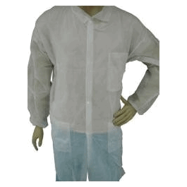 disposable lightweight polypropylene lab coats with elastic wrists, 3 pockets, white, xl