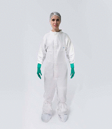 bioclean-d sterile coveralls with collar and thumb loops, white, 2xl