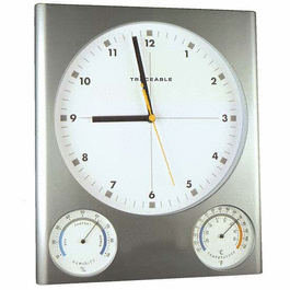 control company traceable analog wall clock with temperature, humidity dials, and calibration