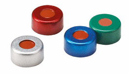 perkinelmer 11 mm pre-assembled green aluminum crimp cap with ptfe/red rubber septa