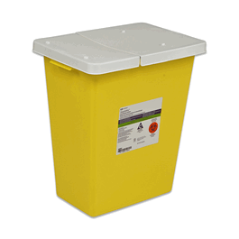covidien 8 gal. sharpsafety chemotherapy containers with hinged lid, 17-3/4 x 11 x 15-1/2 in.