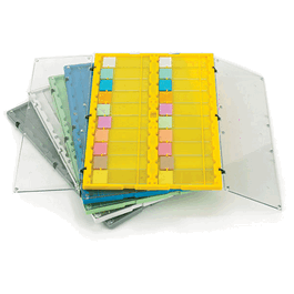 slide file folder with clear hinged lids, 20-place, hips/pc, green