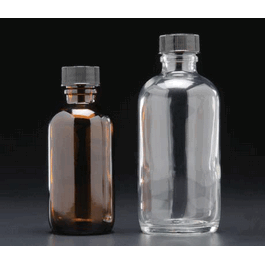 jg finneran precleaned - 4 oz (125 ml) amber septum bottle, 22-400 mm open top black pp cap, ptfe/silicone septa