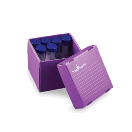 16 x 50 ml true north flatpack freezer boxes, corrugated blue polypropylene