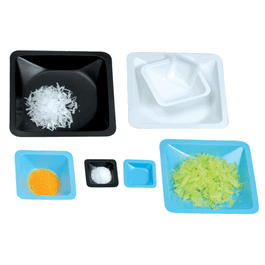 medium, blue polystyrene standard weigh boats, 85 x 85 x 24 mm