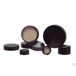 qorpak 38-439 black ribbed phenolic cap with f217 and ptfe liner