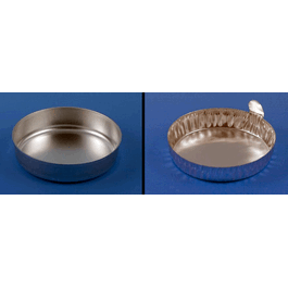 aluminum dish, 28 mm, 0.3g (8 ml), crimped side with tab, 250/pack, 2 packs/unit