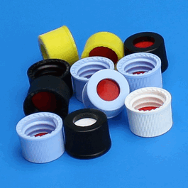 jg finneran 10-425 mm black open top preassembled cap, ptfe/silicone/ptfe septa, 0.040 in. (c062b-028986)