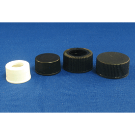jg finneran 15-425 mm black open hole polypropylene cap, ptfe/silicone septa, 0.065 in. (c062b-029276)