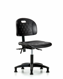 newport industrial polyurethane chair - desk height with stationary glides in blue polyurethane
