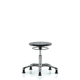 huron polyurethane stool chrome - desk height with stationary glides in blue polyurethane