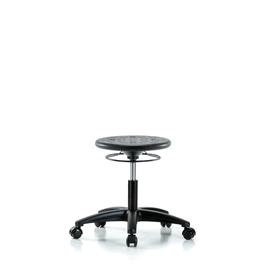 huron polyurethane stool - desk height with casters in blue polyurethane