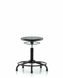 huron polyurethane stool with round tube base - medium bench height with stationary glides in blue polyurethane
