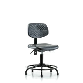 polyurethane chair round tube base - desk height with stationary glides in blue polyurethane