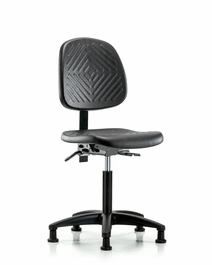 polyurethane chair - medium bench height with medium back and stationary glides in blue polyurethane