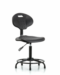 polyurethane chair round tube base - medium bench height with seat tilt and stationary glides in blue polyurethane