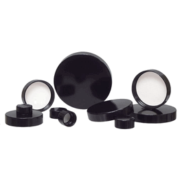 qorpak black phenolic caps with pulp/vinyl liner, 45-400, packed in bags of 12 (c062b-032041)