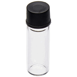 jg finneran 3 dram 19x65 mm vial, 15-425 mm black polypropylene solid top cap, ptfe/f217 lined