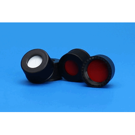 jg finneran 13-425 mm black top hat closure, assembled with ptfe/silicone septa