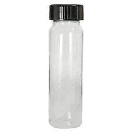 qorpak 4 ml (1 dram) clear borosilicate vial with 13-425 black phenolic rubber lined cap attached