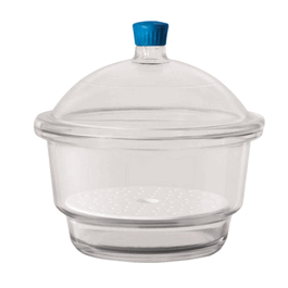borosil desiccator with cover and porcelain plate plastic knob 300 mm borosilicate glass