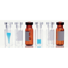 dwk life sciences (wheaton) 11mm amber crimp vial with marking patch with 400ul flat bottom glass insert installed