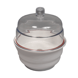 united scientific non-vacuum desiccator with white base, pp/pc, 8 in. (200 mm)