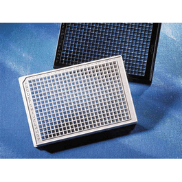 384 well low flange black flat bottom polystyrene not treated microplate, 10 per bag, without lid, nonsterile