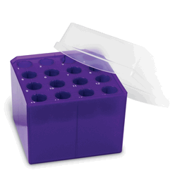 transformable cube rack for 15/50 ml tubes, purple polypropylene, 4.9 x 4.9 x 5 in.