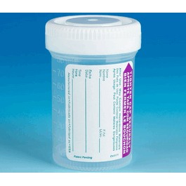 tite-rite container, 90 ml (3 oz), pp, with attached white screw cap and id label, graduated, sterile