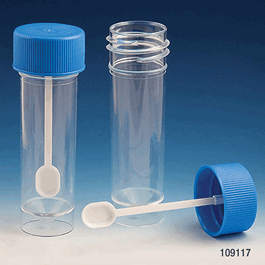 container, universal, 30ml, attached screwcap, pp, conical bottom, self-standing, 100/bag, 5 bags/unit (c062b-043854)