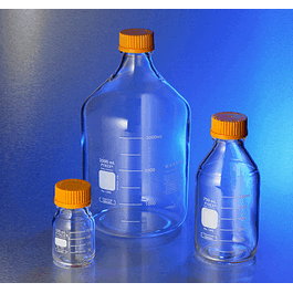 pyrex round media storage bottles with gl45 screw cap, 2 l (c062b-047173)