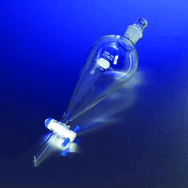 pyrex 500 ml squibb separatory funnel, ptfe product standard stopcock, glass standard taper stopper (c062b-048060)