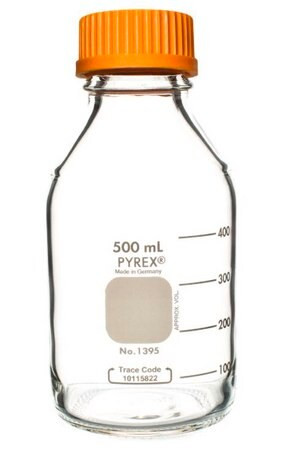 pyrex(r) round media storage bottles and reusable screw caps (c15-1351-252)