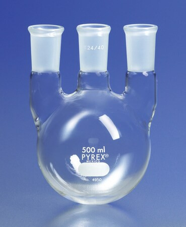 pyrex(r) round-bottom vertical three neck distilling flask, with 24/40 joints (c15-1353-338)