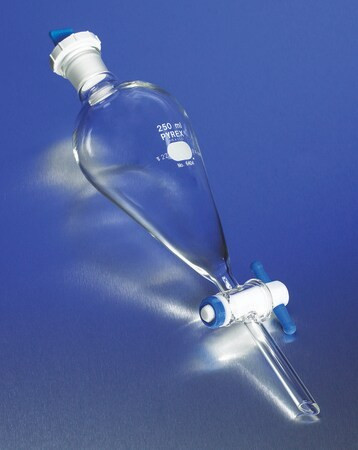 pyrex(r) squibb separatory funnel, pe stopper, ptfe stopcock (c15-1353-753)