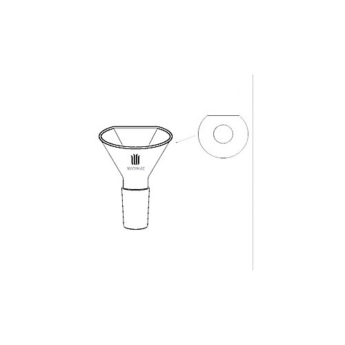Powder Funnel, Flattened Side, Inner Joint, Top Diameter: 50mm, Joint Size: 14/20