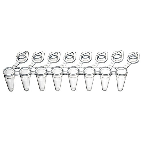 PurePlus 0.1mL Real Time 8-Well PCR Tube Strips with White Wells and Optically Clear Attached Caps, in Bags (C003B-253707)