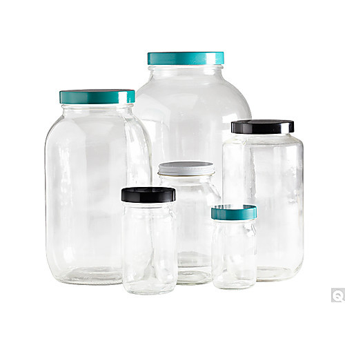 16oz (480ml) Clear Standard Wide Mouth with 63-400 Green Thermoset F217 & PTFE Lined Cap attached (C003B-265572)