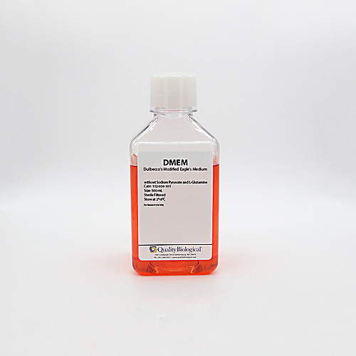 DMEM, w/o Sodium Pyruvate & L-Glutamine, 500mL