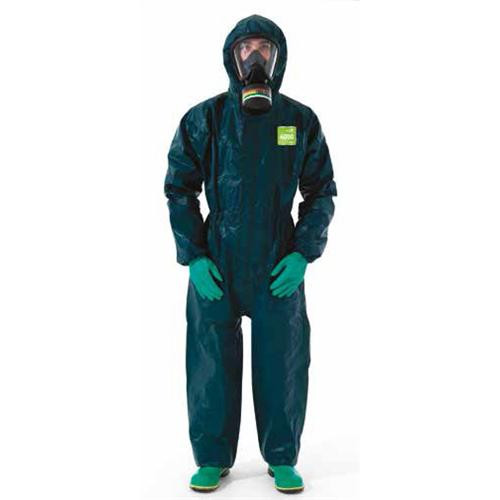 4000 Coverall w/ 2-Piece Respirator Fit Hood, Double Zip Closure, Double Cuffs with Knitted Inner Cuff, Green, 4XL