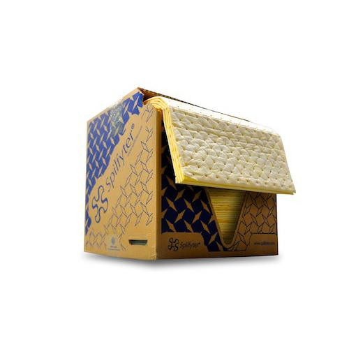 Premium Hazmat Sorbent Pad, Light Capacity, Yellow, 16 x 18"
