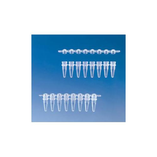 PCR strip caps, BRAND 0.2mL 8-cap strips, domed blue
