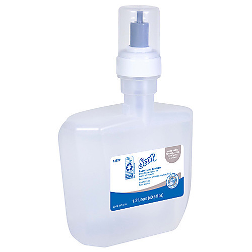 Scott Essential Alcohol Free Foam Hand Sanitizer (12979), Clear, Unscented, 1.2 L Cassette for Electronic Dispenser, 2 / Case