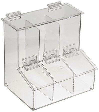 3-place compartment dispensing bin clear