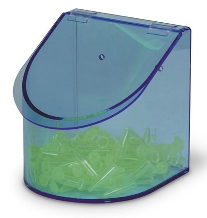 single compartment benchtop dispensing bin blue