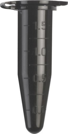 microcentrifuge tube 1.5 ml polypropylene black conical bottom pushfit attached cap pack of 500 ea