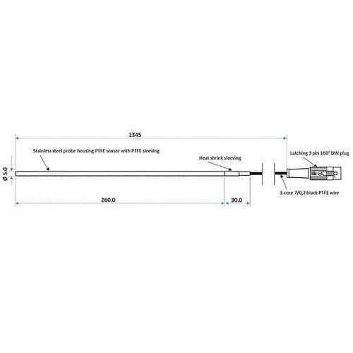 temp probe ptfe coated st.st.
