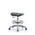 polyurethane tractor medium bench height stool, chrome base, chrome foot ring, chrome casters, black